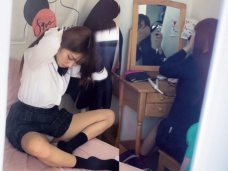 「素人女子校生の制服姿を隣人が盗撮・のぞき！リアル映像で中出しまで収録した衝撃作品」のサンプル画像4枚目